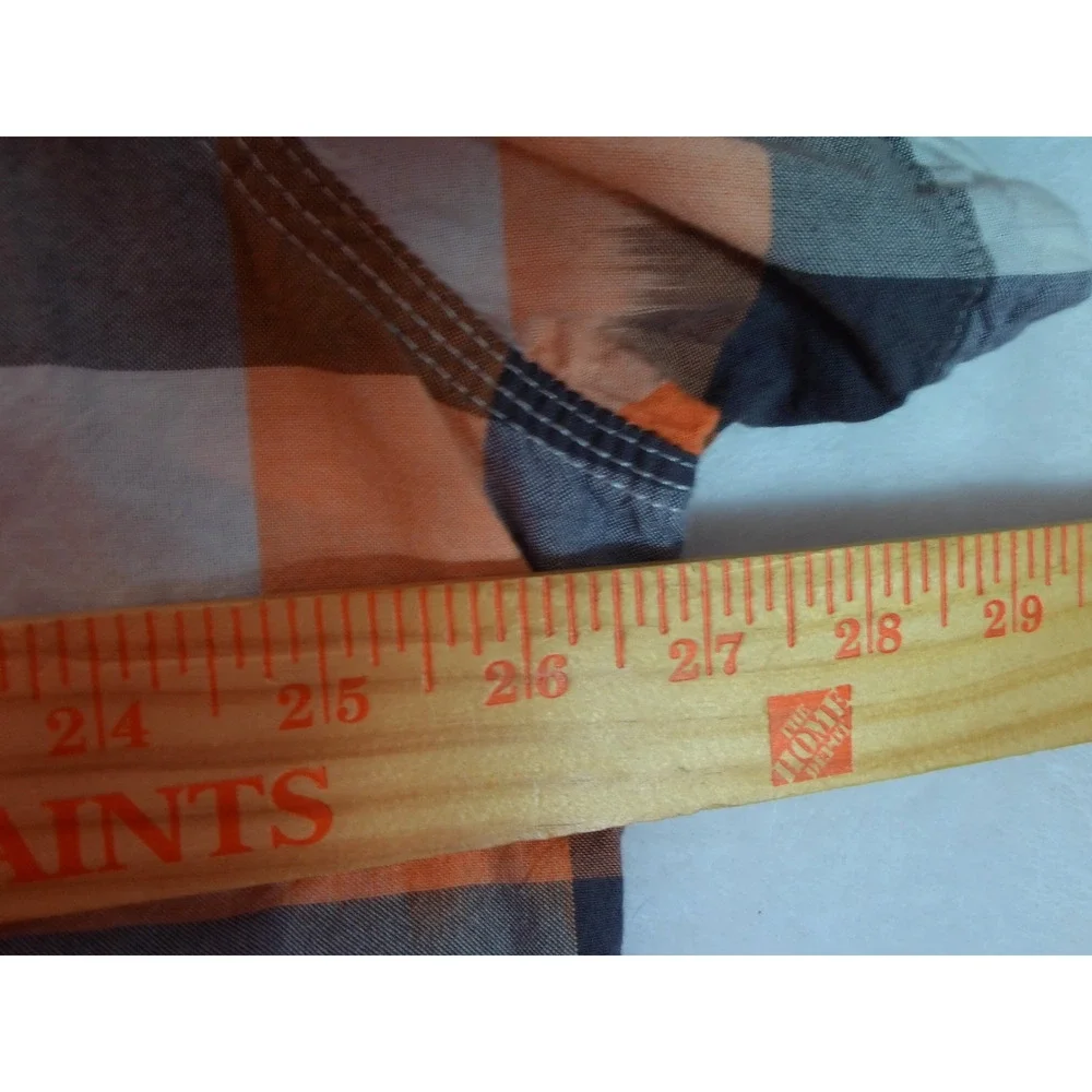 RuffHewn‎ RH Mens Shirt XXL Orange Plaid Button Short Sleeves Pockets